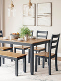 Gesthaven Dining Table with 4 Chairs and Bench (Set of 6)