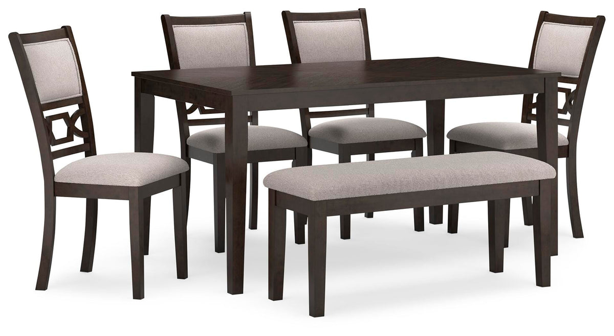 Sterling Dining Table and 4 Chairs and Bench (Set of 6)