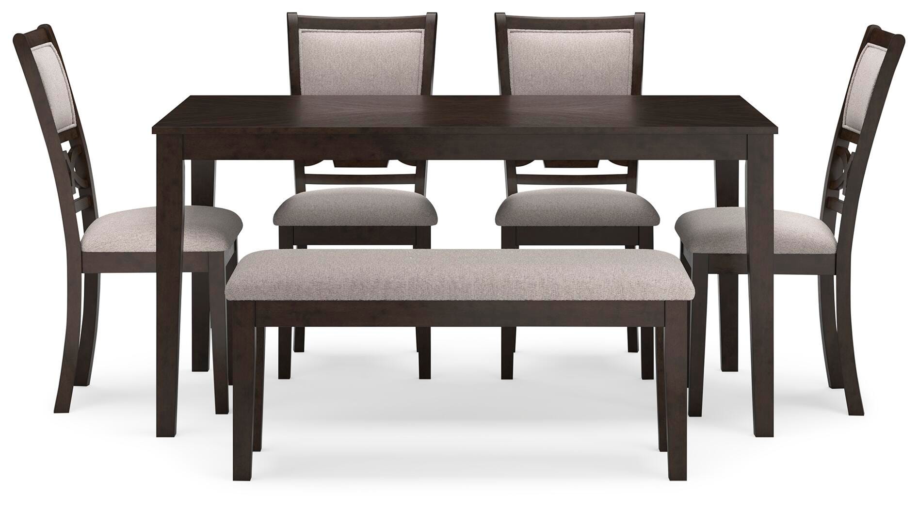 Sterling Dining Table and 4 Chairs and Bench (Set of 6)