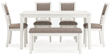 Erinberg Dining Table and 4 Chairs and Bench (Set of 6)