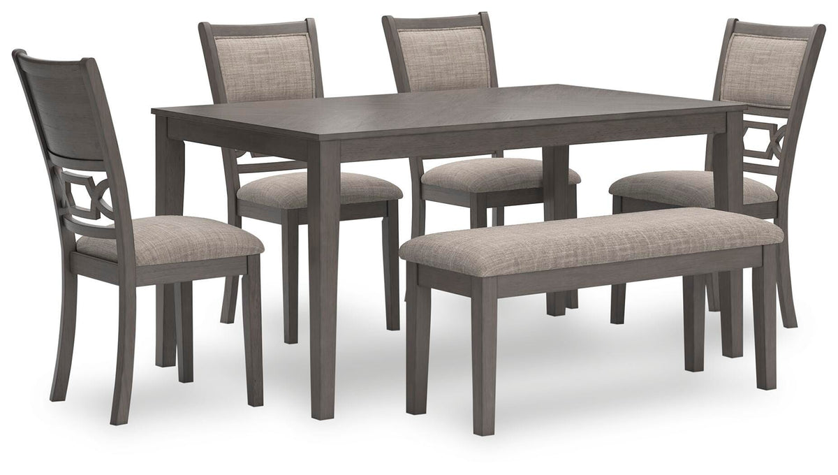 Wexford Dining Table and 4 Chairs and Bench (Set of 6)