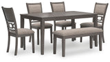 Wexford Dining Table and 4 Chairs and Bench (Set of 6)