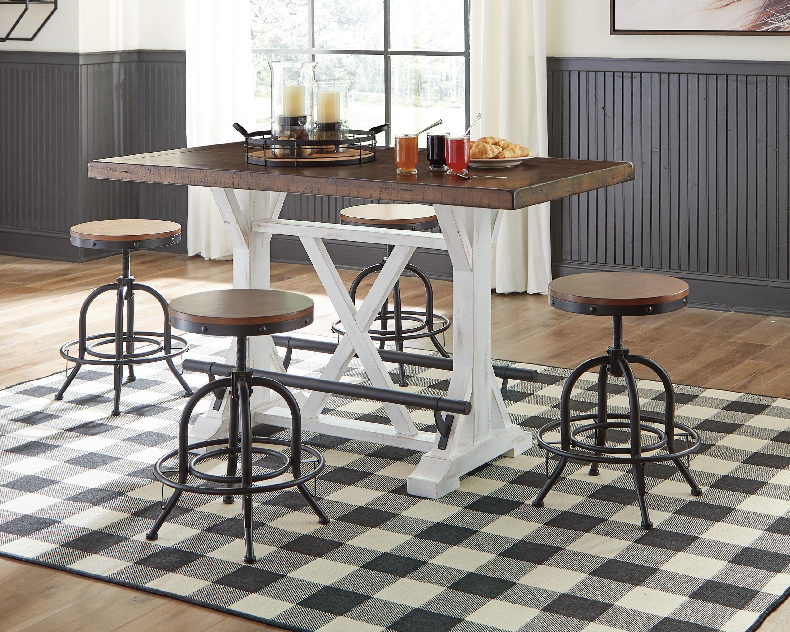 Valebeck Counter Height Dining Table and 4 Bar Stools