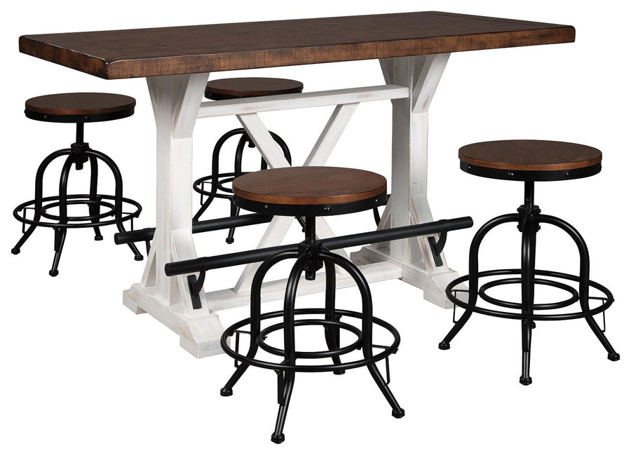 Valebeck Counter Height Dining Table and 4 Bar Stools