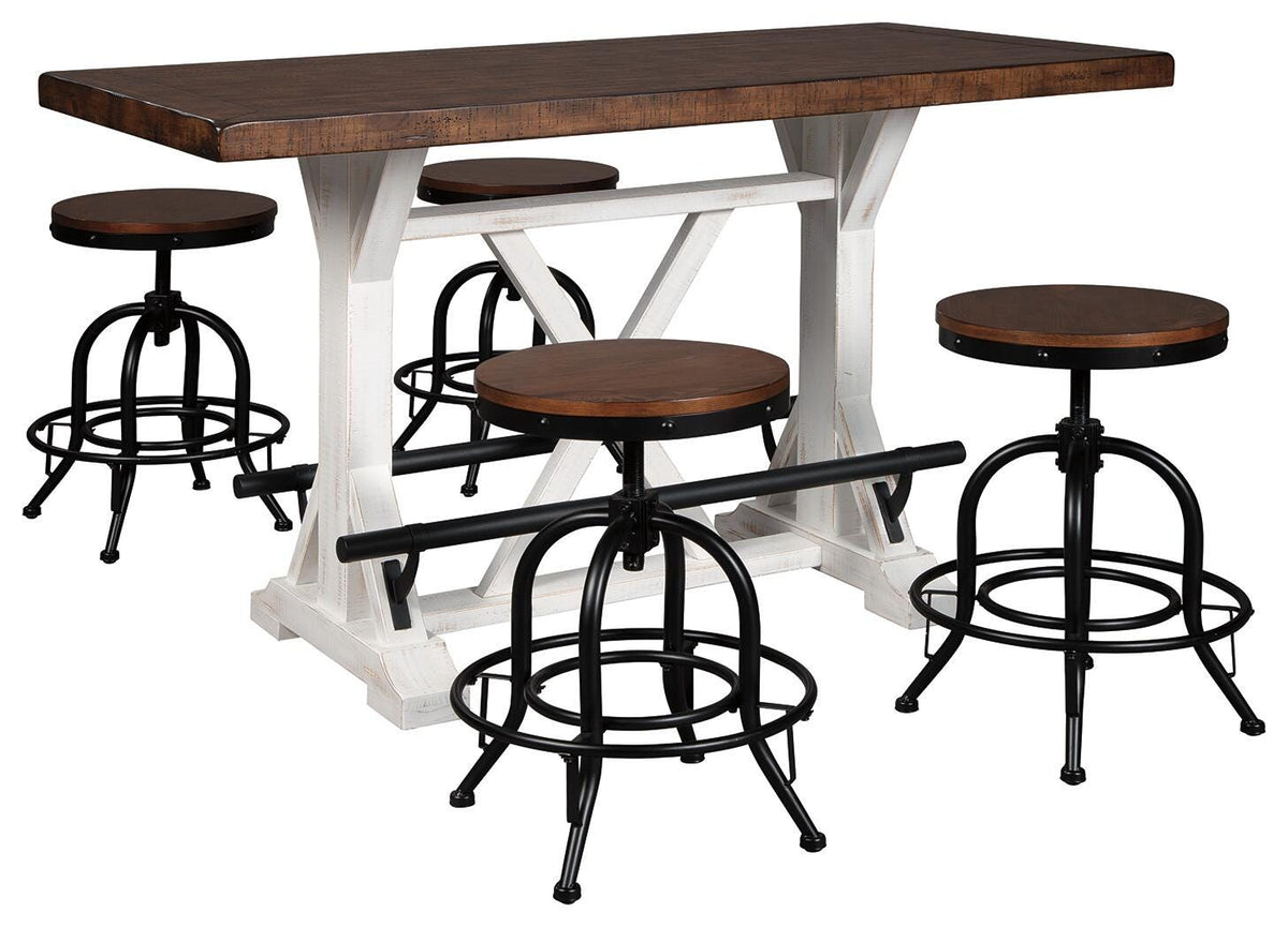 Valebeck Counter Height Dining Table and 4 Bar Stools