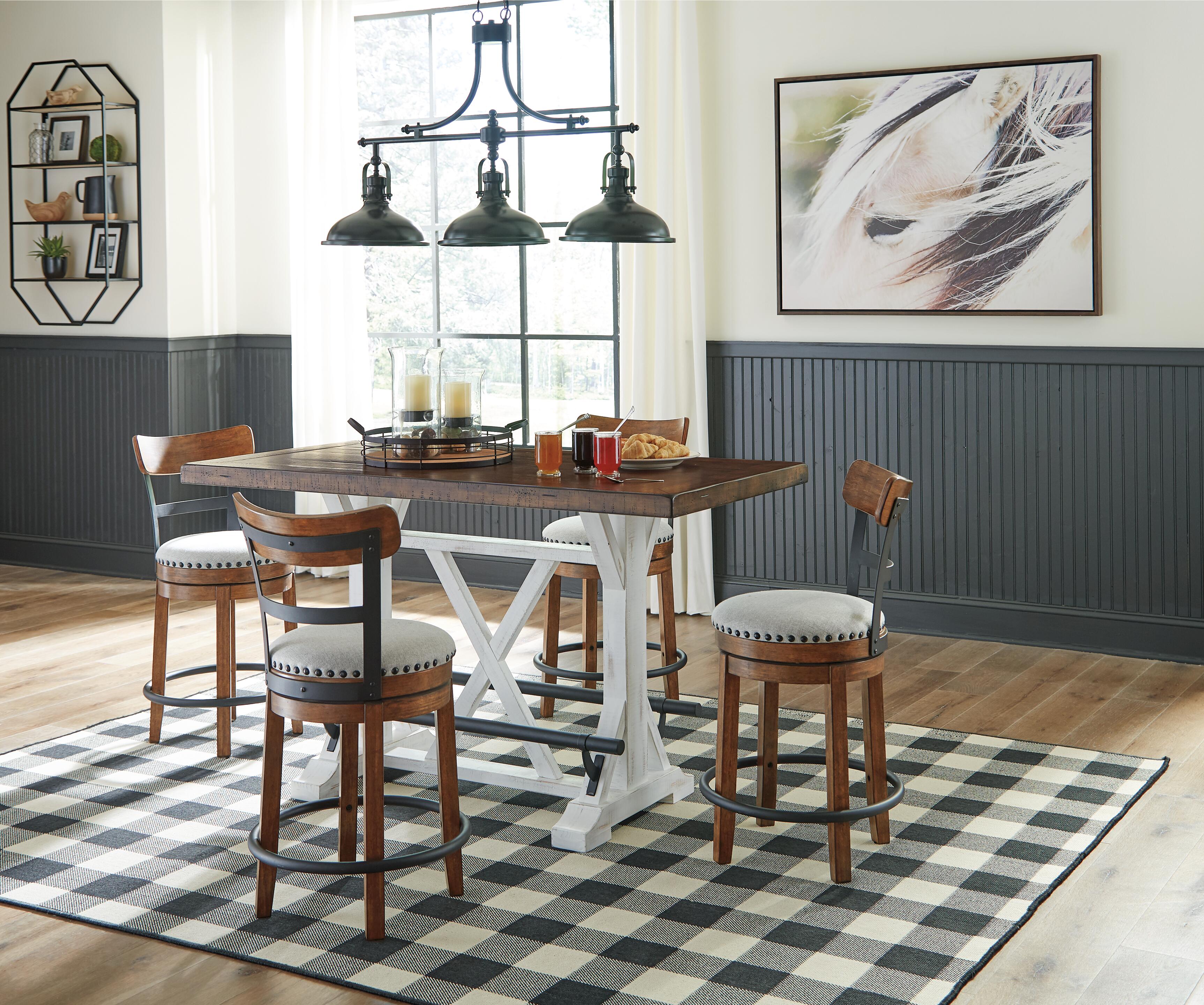 Valebeck Counter Height Dining Table and 4 Bar Stools Set