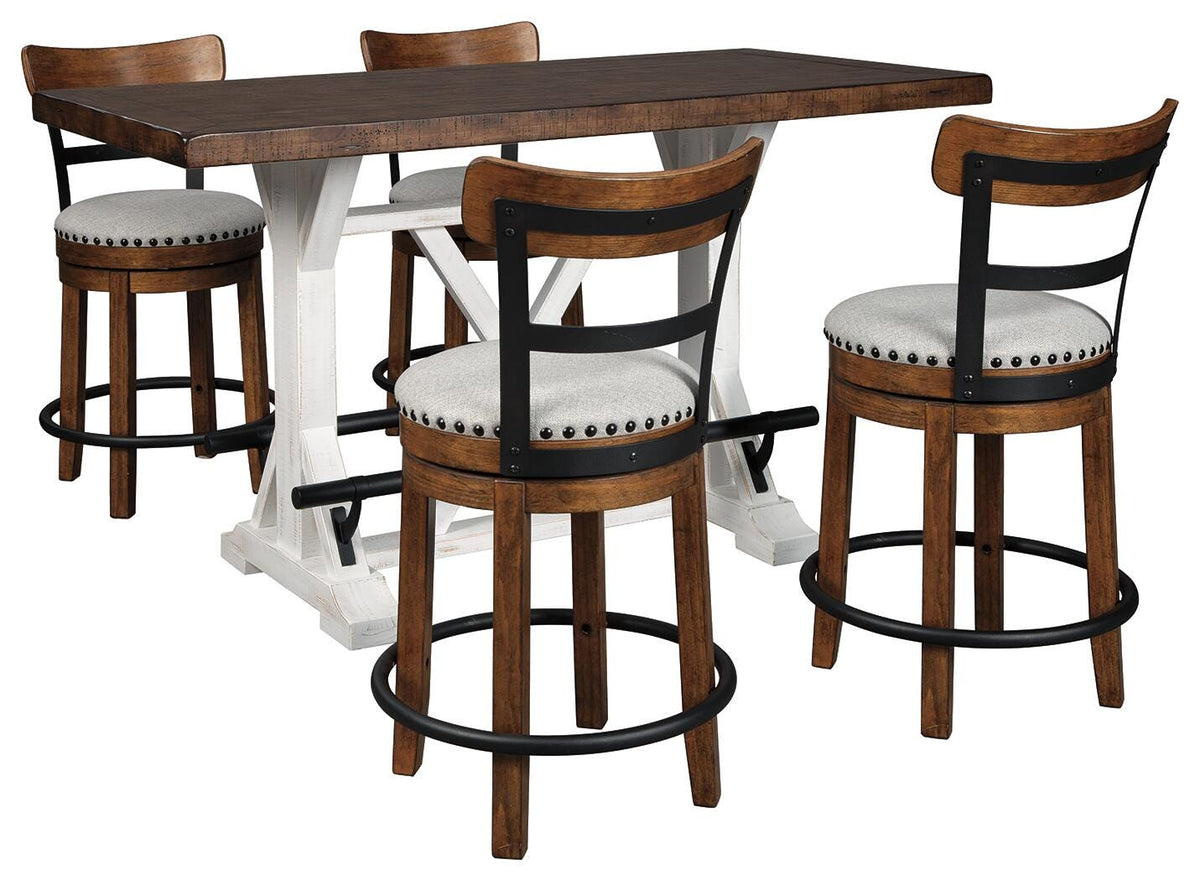 Valebeck Counter Height Dining Table and 4 Bar Stools Set