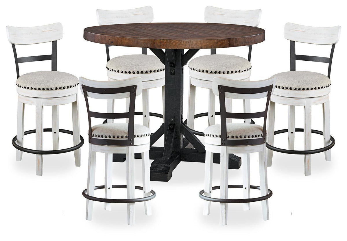 Valebeck Counter Height Dining Table and 6 Barstools