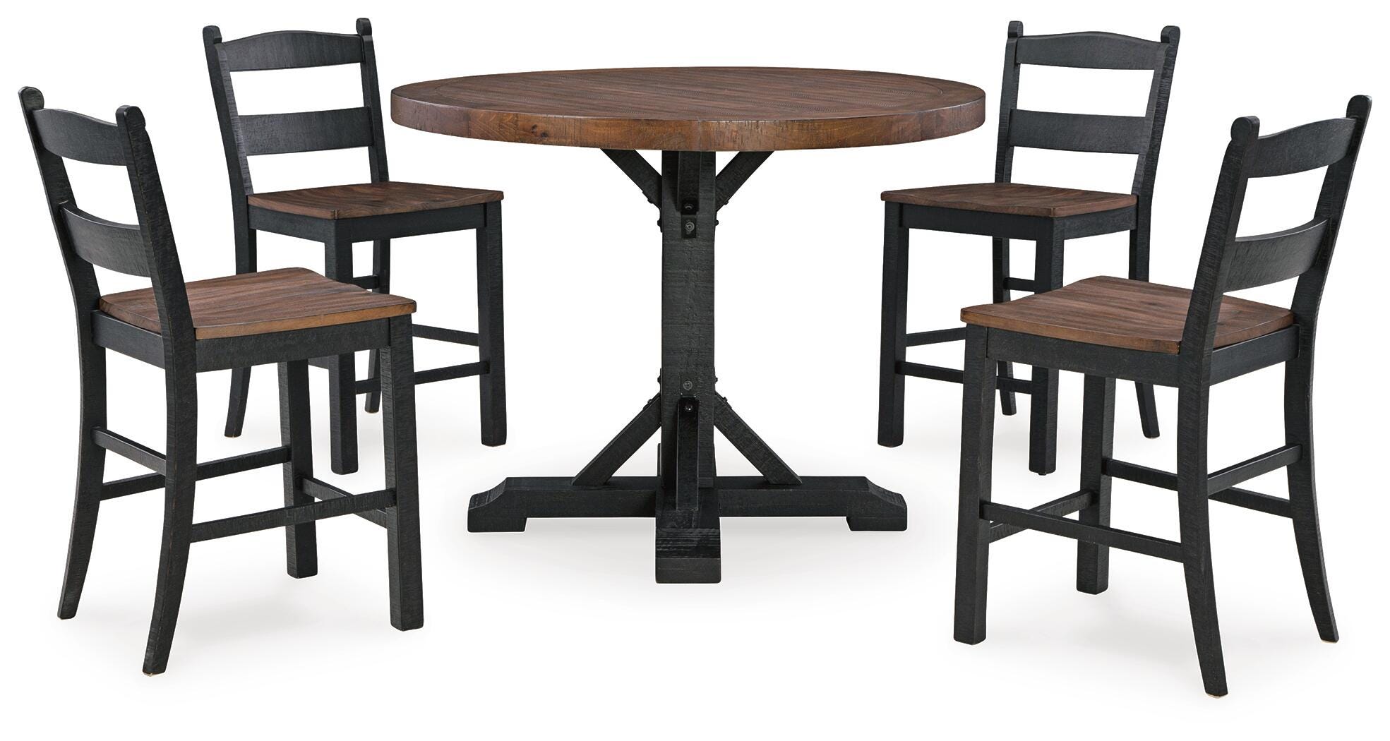 Valebeck Counter Height Dining Table and 4 Barstools with Storage