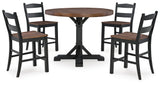 Valebeck Counter Height Dining Table and 4 Barstools with Storage