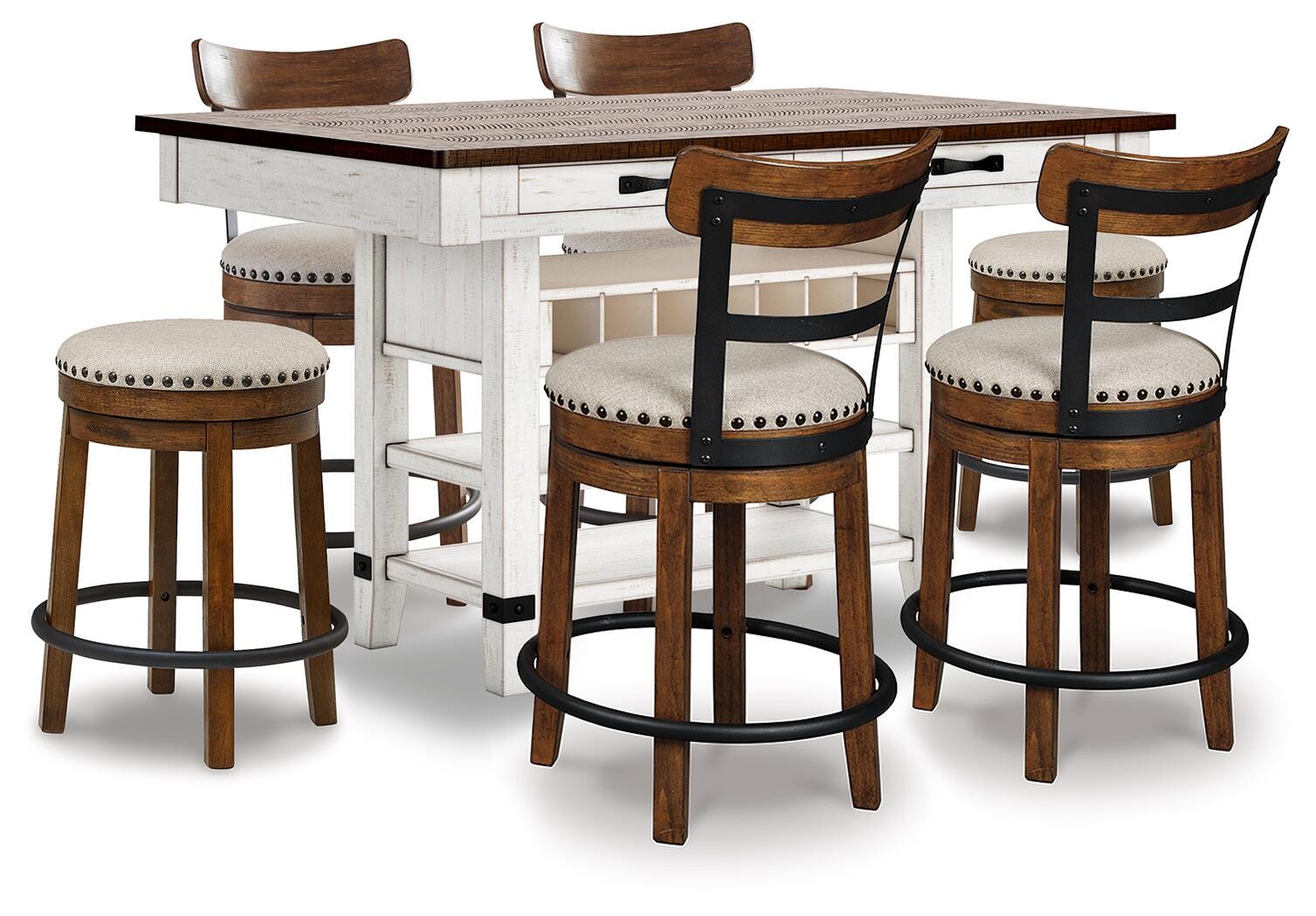 Valebeck Counter Height Dining Table and 6 Barstools