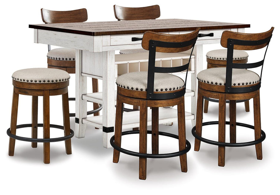 Valebeck Counter Height Dining Table and 6 Barstools