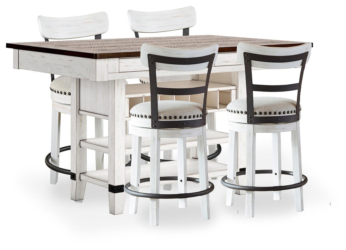 Valebeck Counter Height Dining Table and 4 Barstools