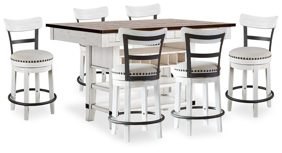 Valebeck Counter Height Dining Table and 6 Barstools