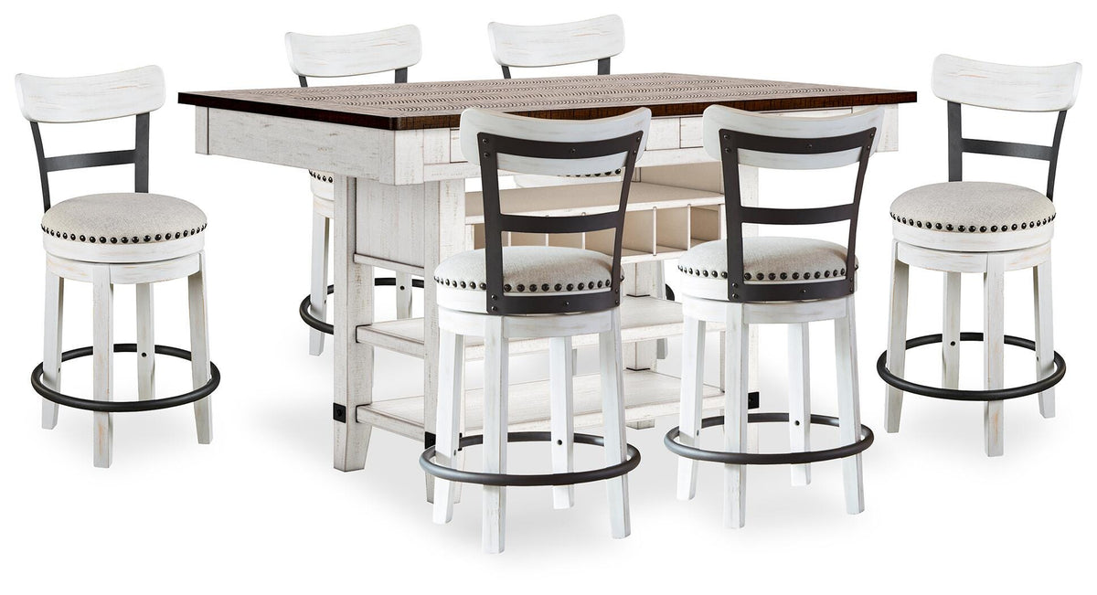 Valebeck Counter Height Dining Table and 6 Barstools