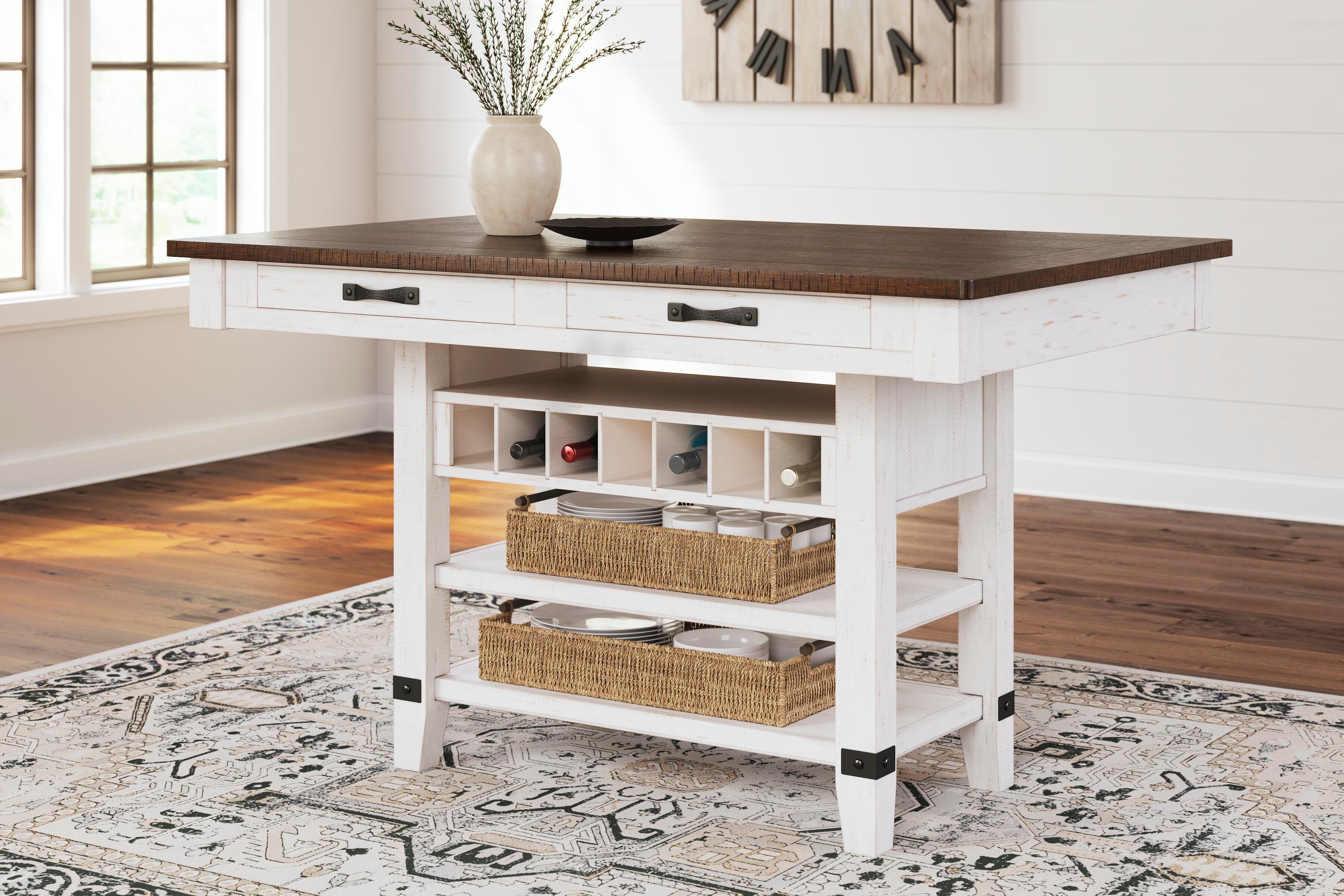 Valebeck Counter Height Dining Table and 6 Barstools