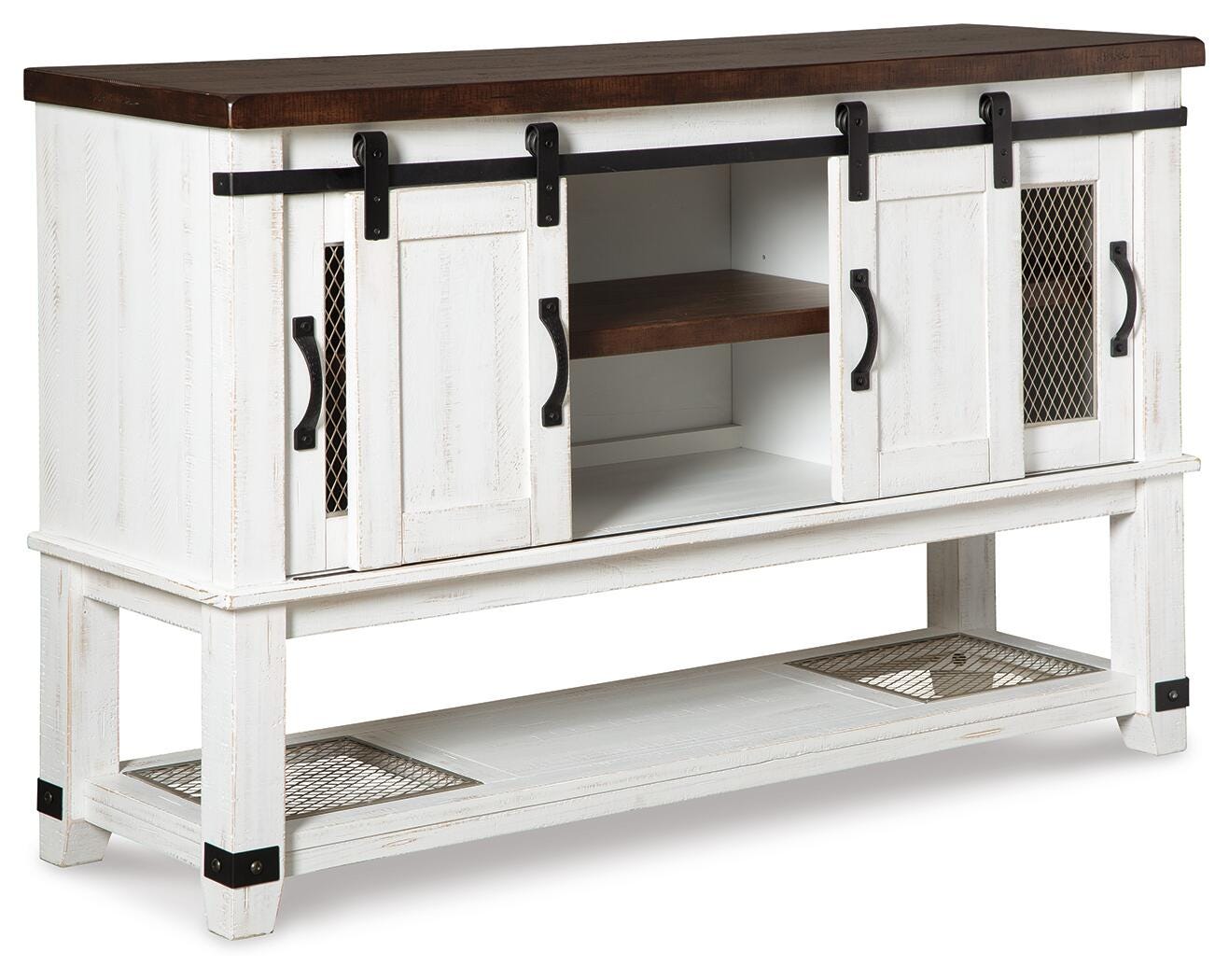Valebeck Counter Height Dining Table, 6 Barstools and Server