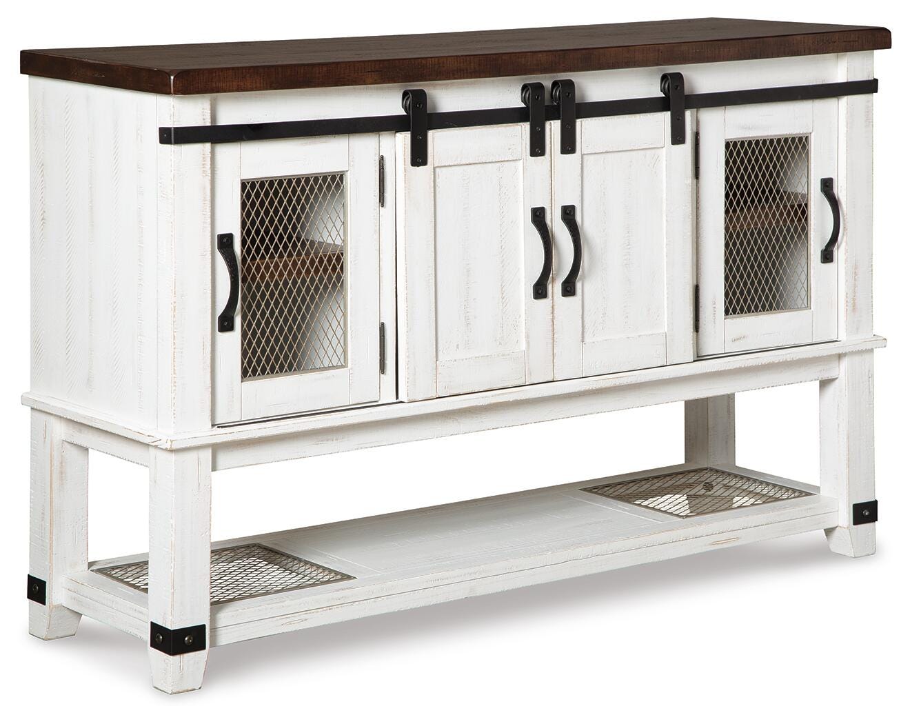 Valebeck Counter Height Dining Table, 6 Barstools and Server