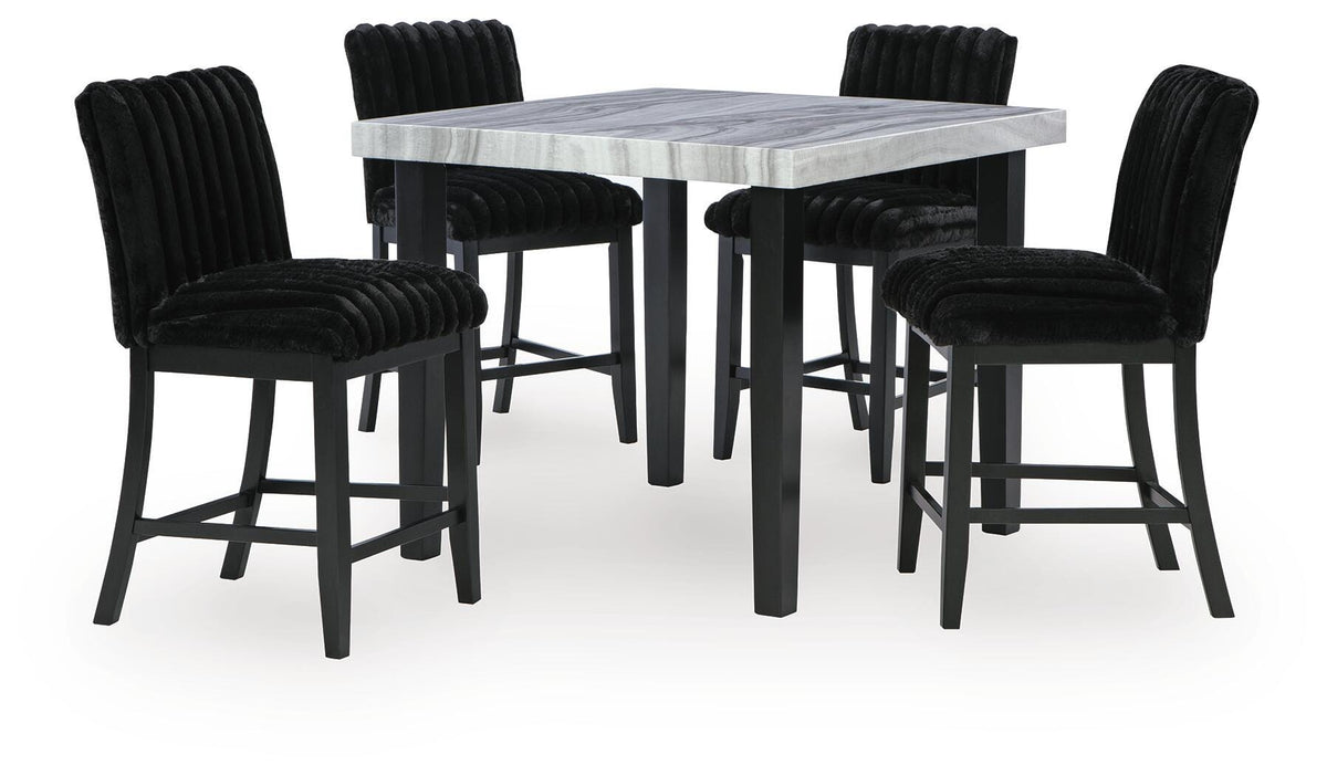 Mervannie Counter Height Dining Table and 4 Barstools