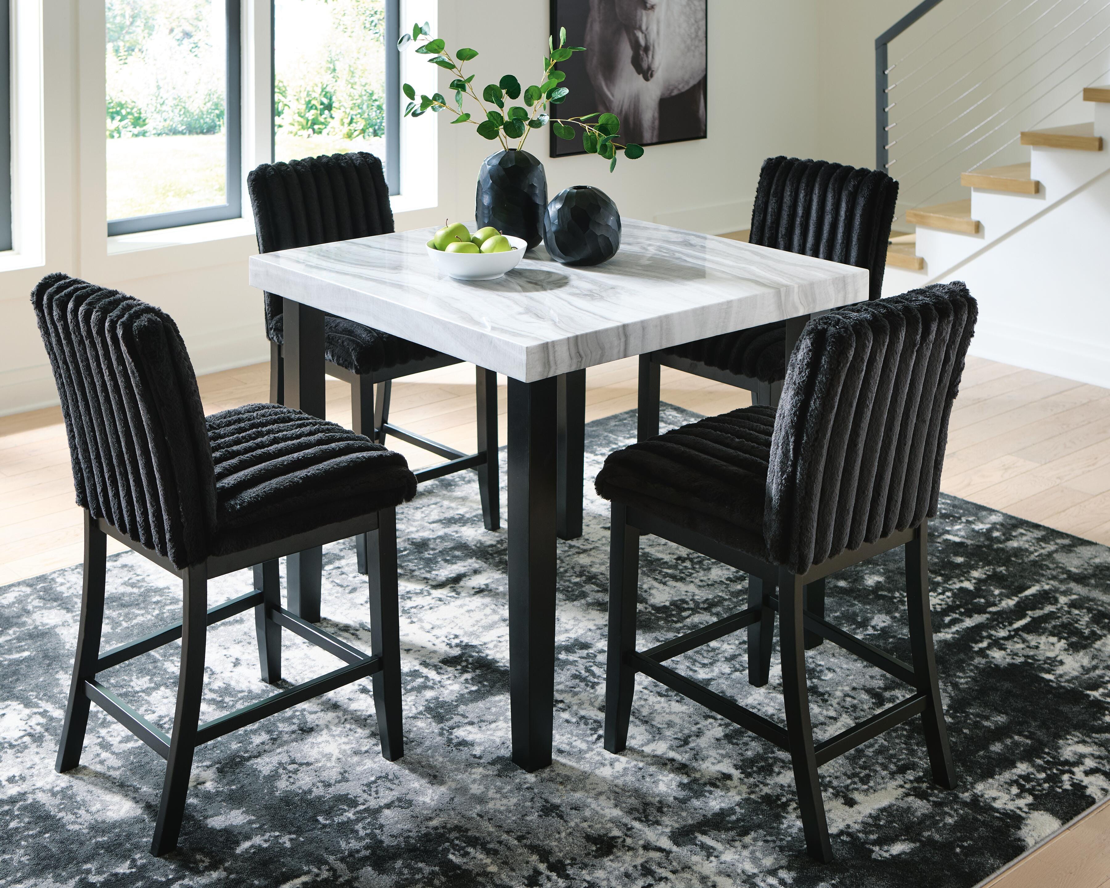 Mervannie Counter Height Dining Table and 4 Barstools