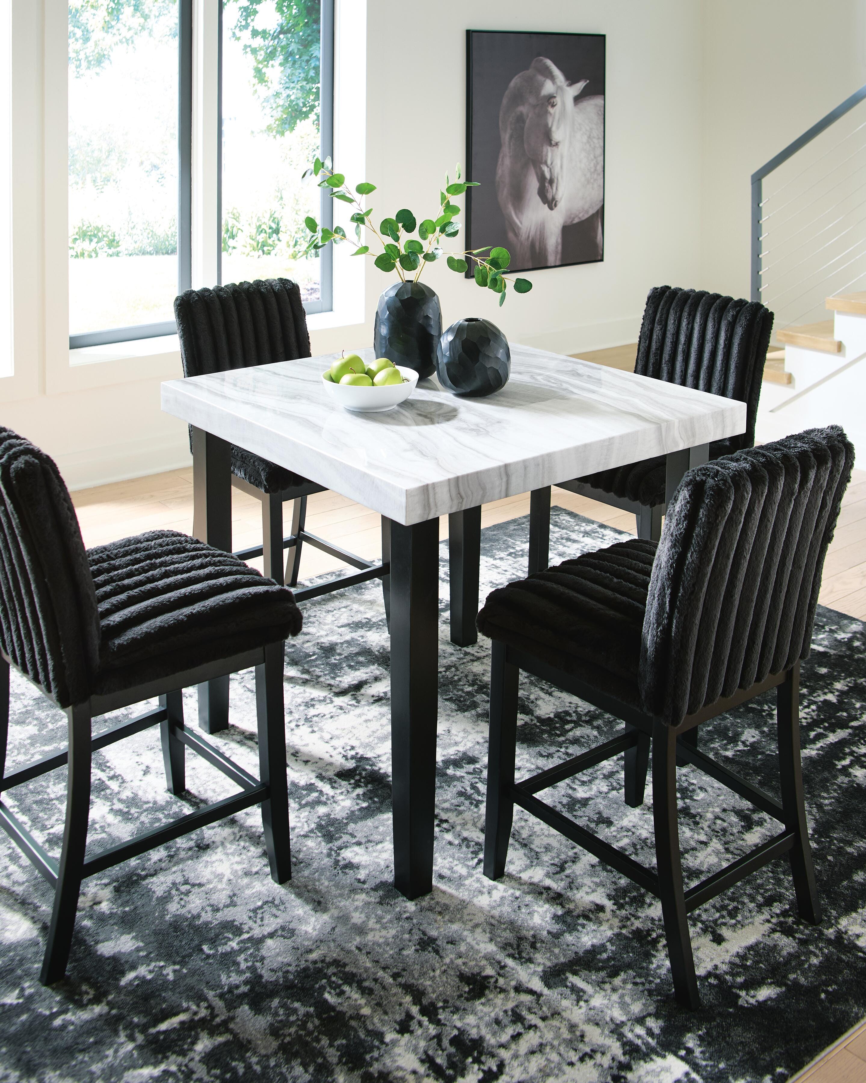 Mervannie Counter Height Dining Table and 4 Barstools