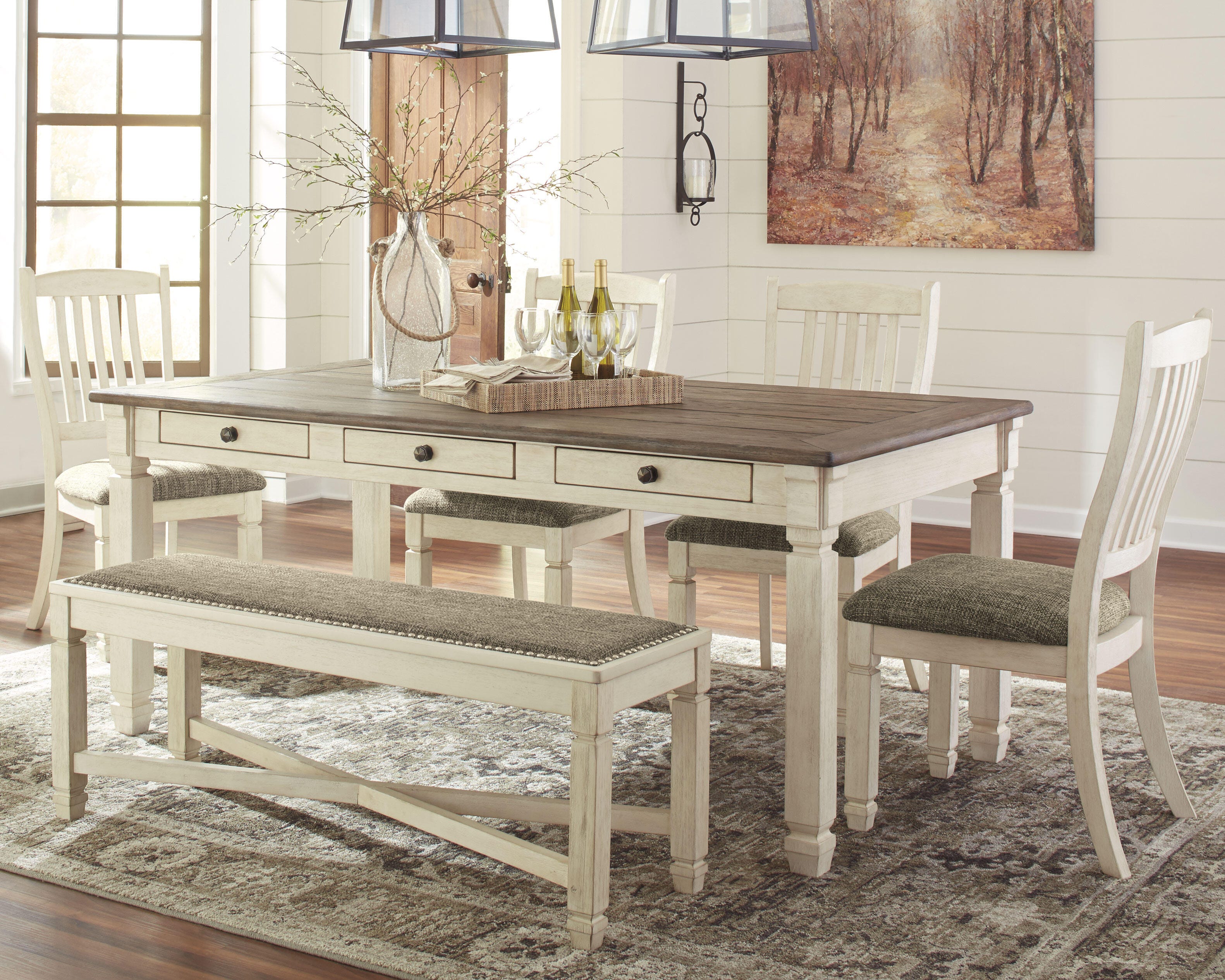 Bolanburg Dining Table, 4 Chairs and Bench