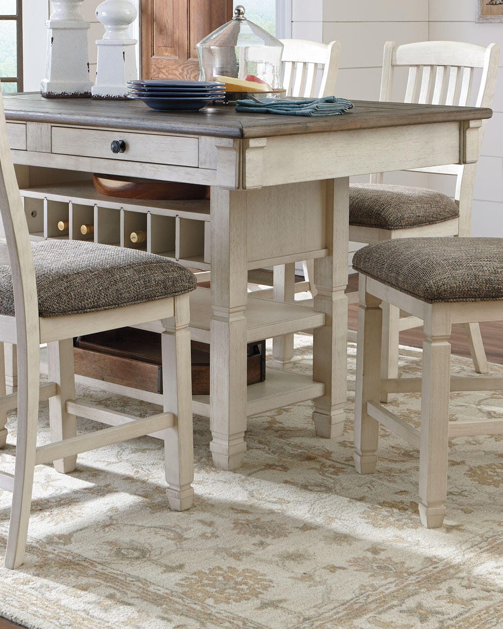 Bolanburg Counter Height Dining Table and 4 Barstools