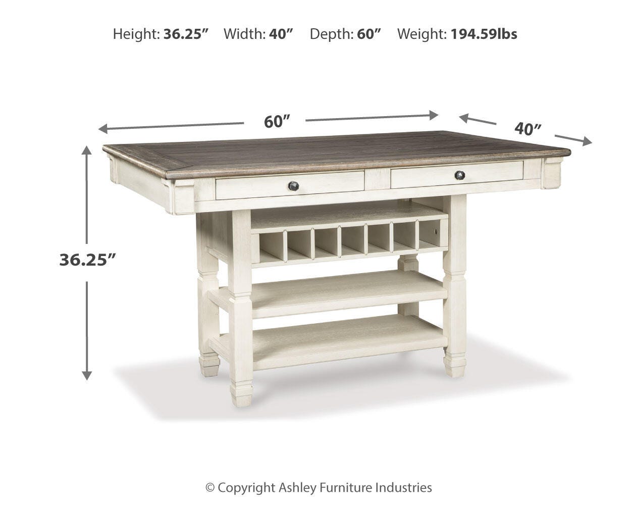 Bolanburg Counter Height Dining Table and 4 Barstools