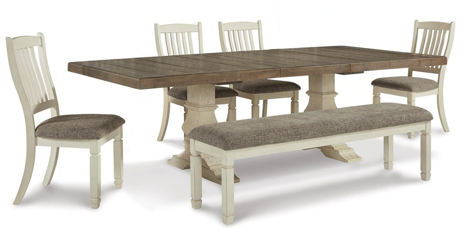 Bolanburg Extendable Dining Table and 4 Chairs and Bench