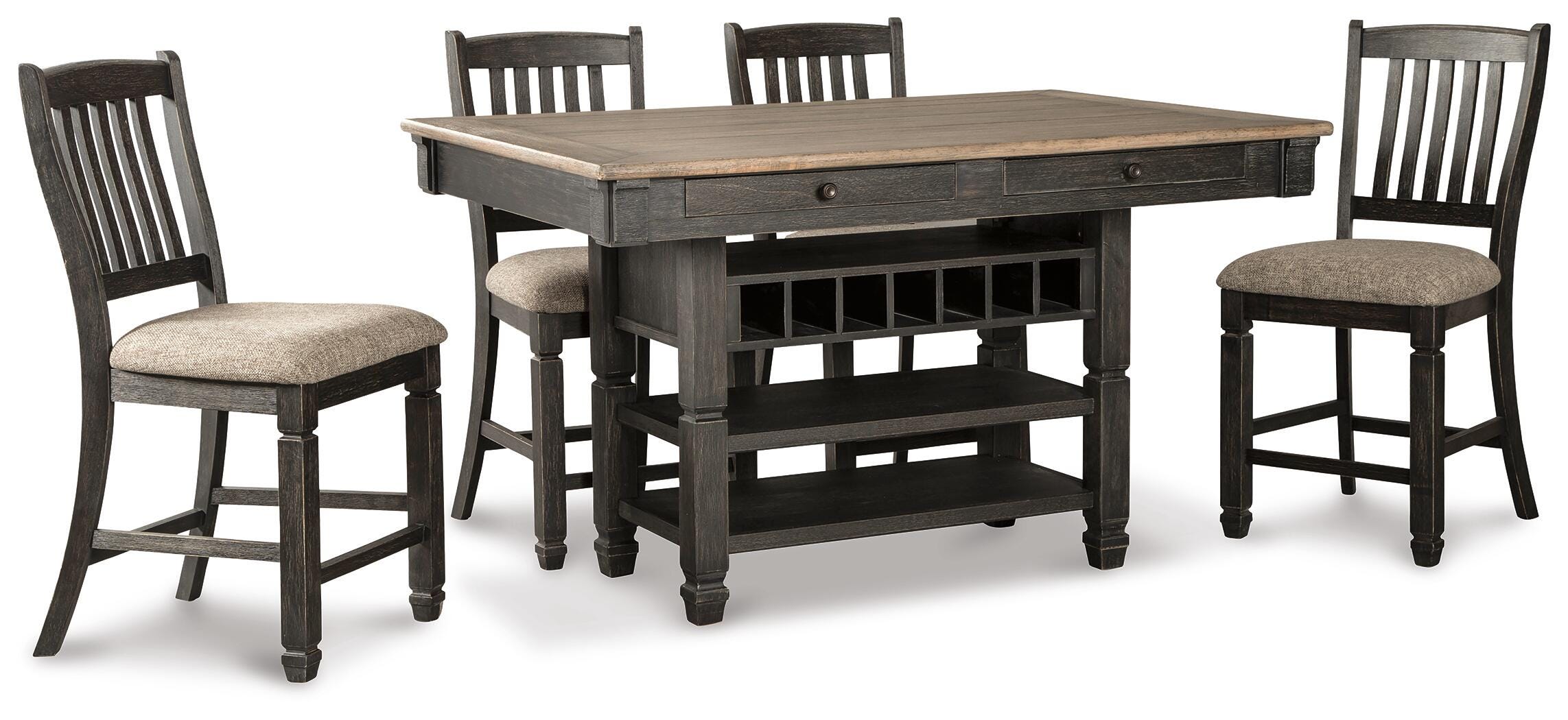 Tyler Creek Counter Height Dining Table and 4 Barstools with Server