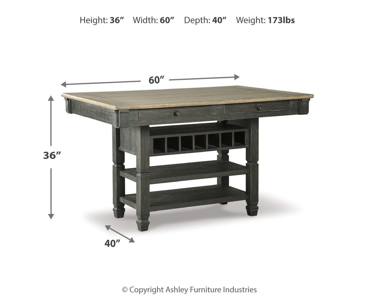 Tyler Creek Counter Height Dining Table and 2 Barstools