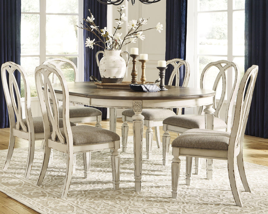 Realyn Oval Extendable Dining Table and 6 Chairs with Storage
