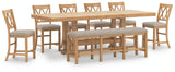 Havonplane Counter Height Dining Table, 6 Barstools and Bench