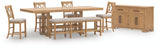 Havonplane Counter Height Extendable Dining Table and 4 Barstools and Bench with Storage