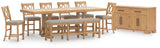 Havonplane Counter Height Extendable Dining Table and 6 Barstools and Bench with Storage