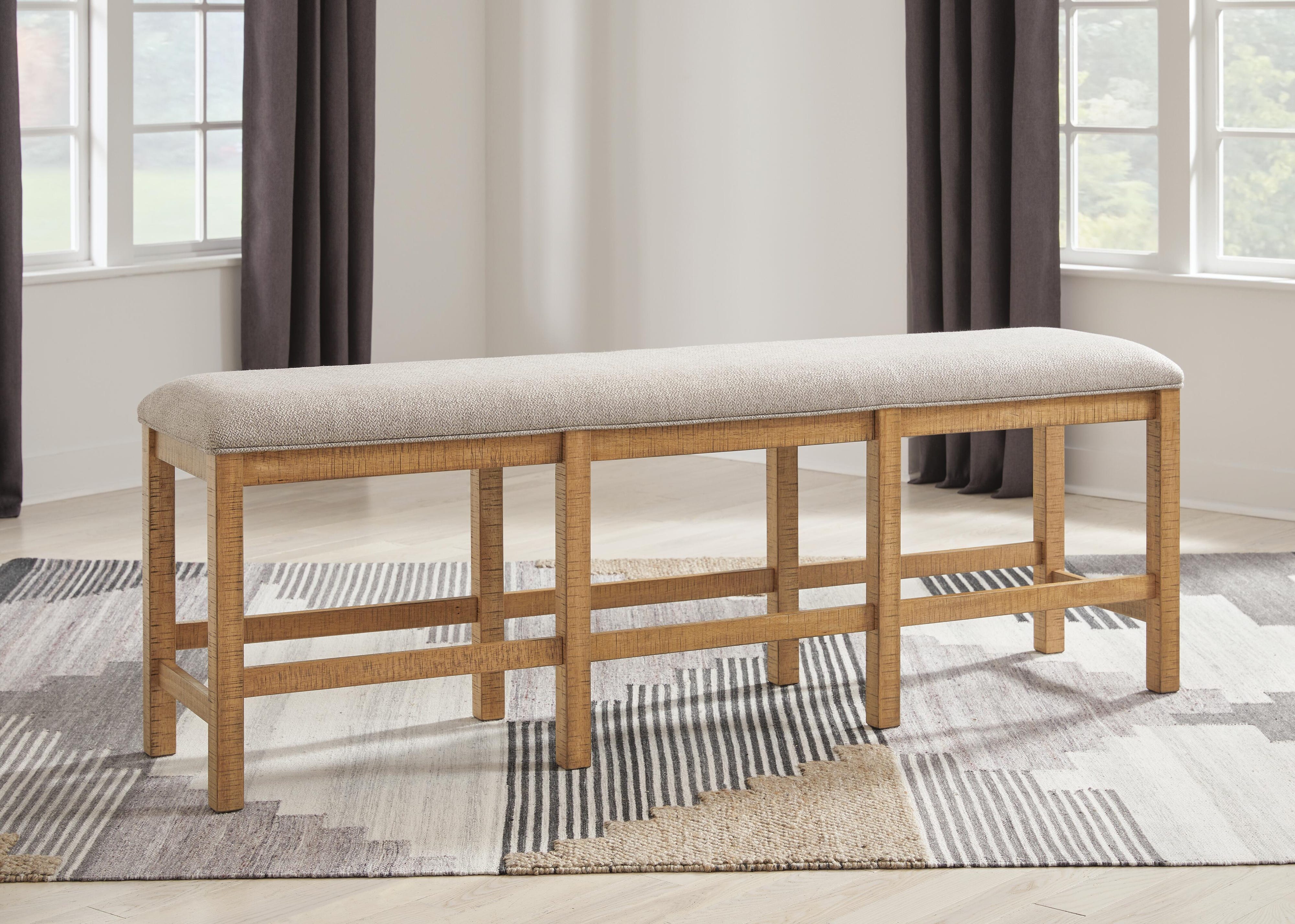 Havonplane Counter Height Extendable Dining Table and 6 Barstools and Bench with Storage
