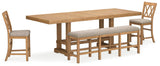 Havonplane Counter Height Extendable Dining Table and 2 Barstools and Bench