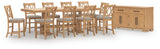Havonplane Counter Height Extendable Dining Table and 10 Barstools with Storage