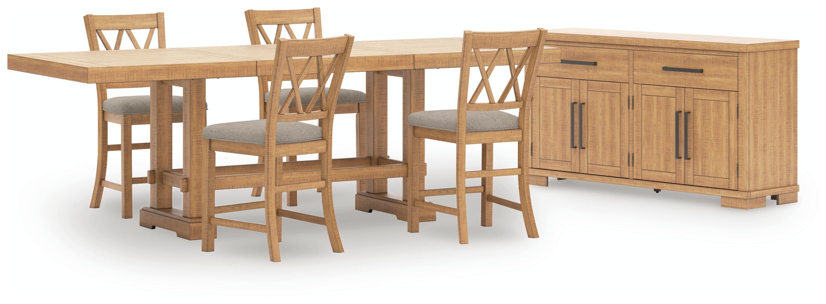 Havonplane Counter Height Extendable Dining Table and 4 Barstools with Storage