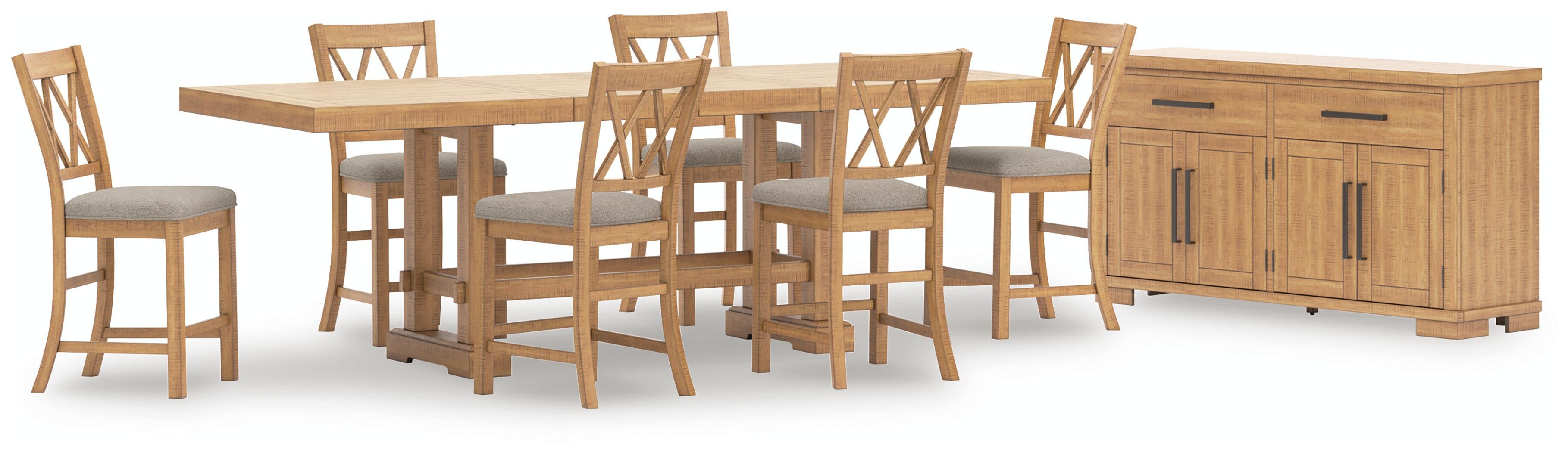 Havonplane Counter Height Extendable Dining Table and 6 Barstools with Storage