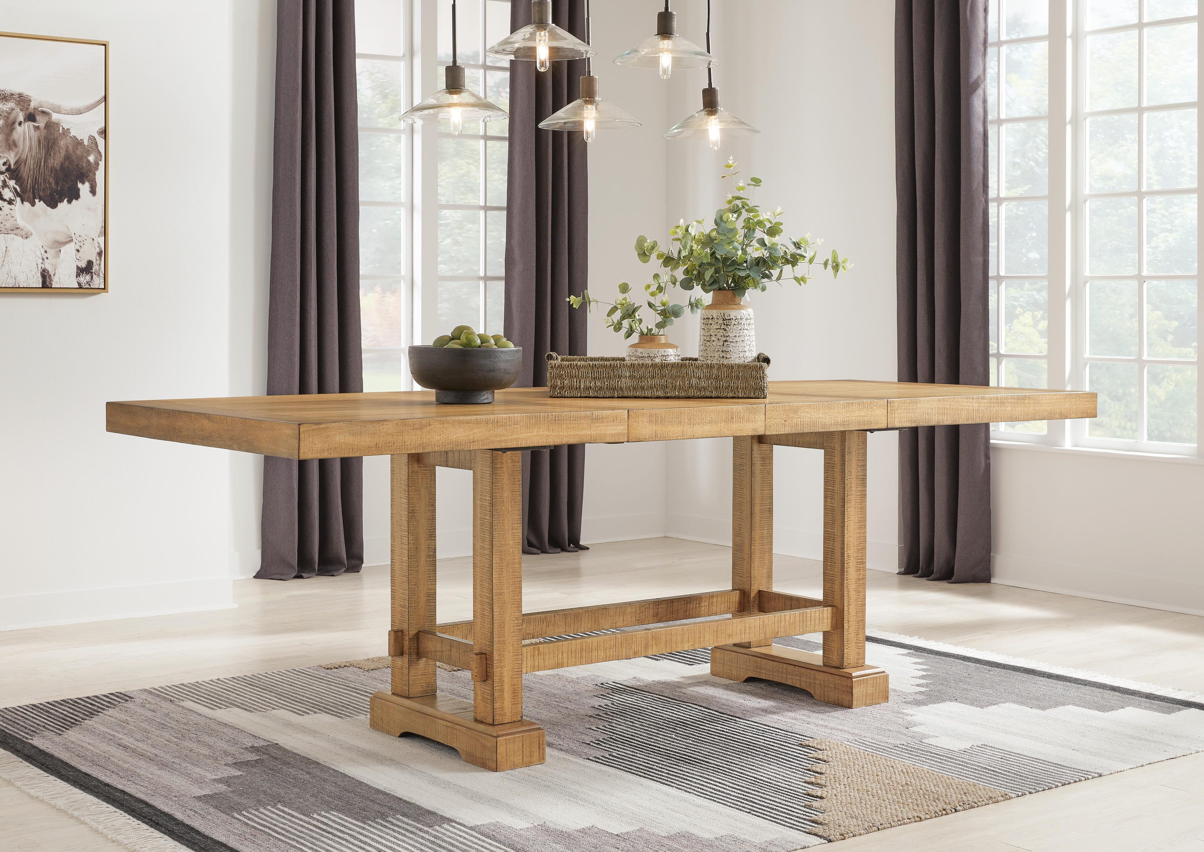 Havonplane Counter Height Extendable Dining Table and 2 Barstools and Bench