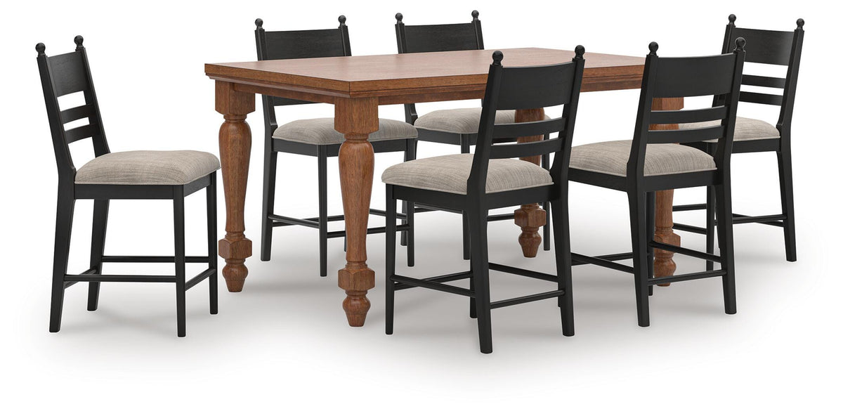 Greddinton Counter Height Dining Table and 6 Barstools