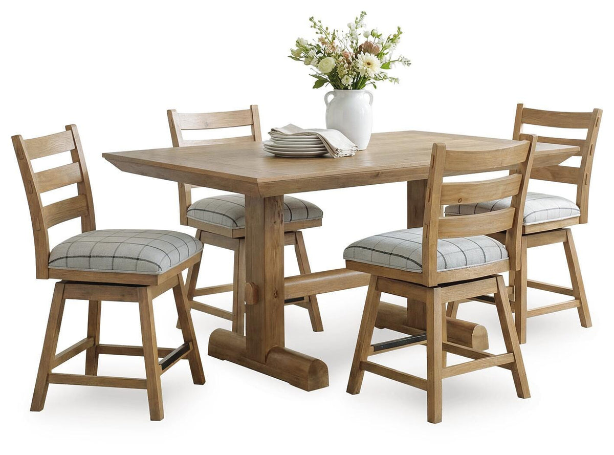 Ridgester Counter Height Dining Table and 4 Barstools