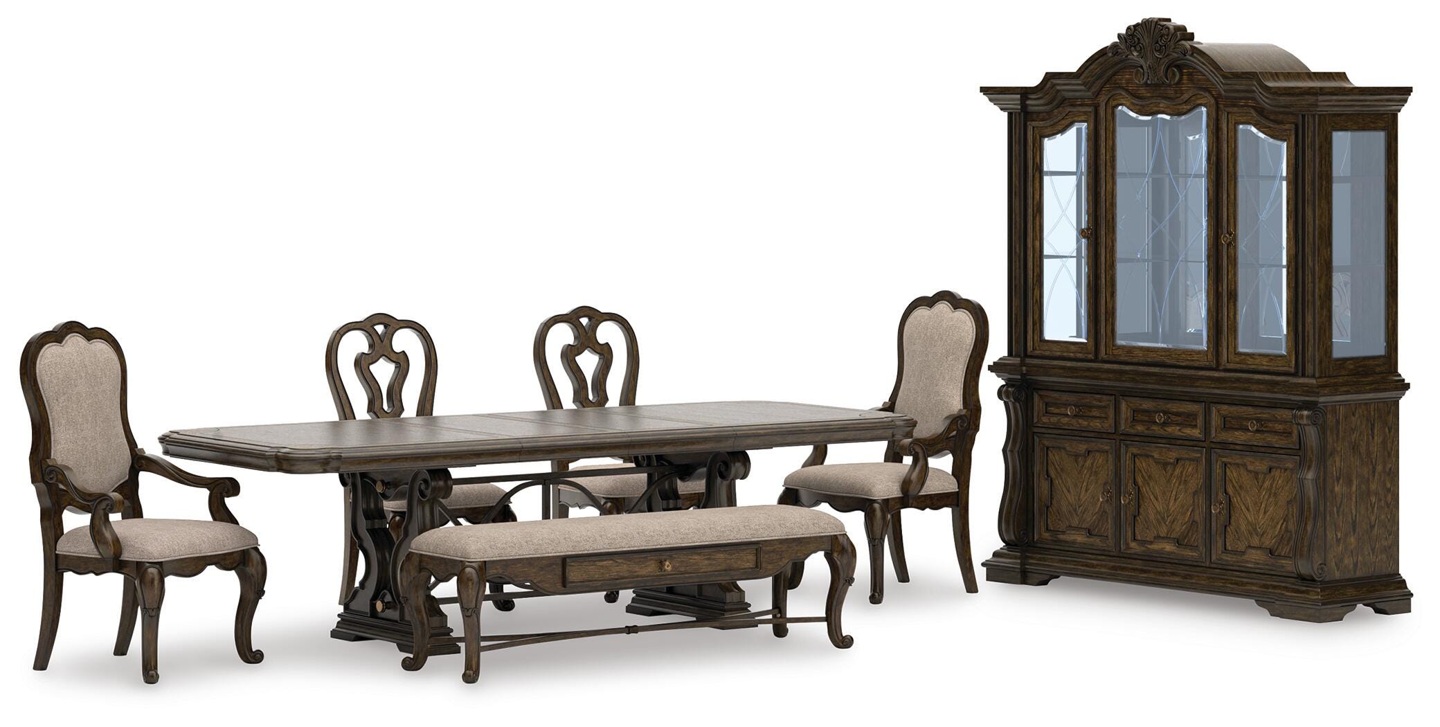 Maylee Extendable Dining Table and 4 Chairs and Bench with Storage