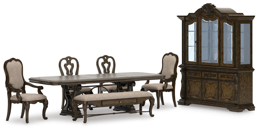 Maylee Extendable Dining Table and 4 Chairs and Bench with Storage