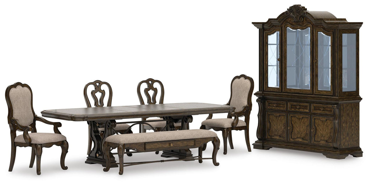 Maylee Extendable Dining Table and 4 Chairs and Bench with Storage