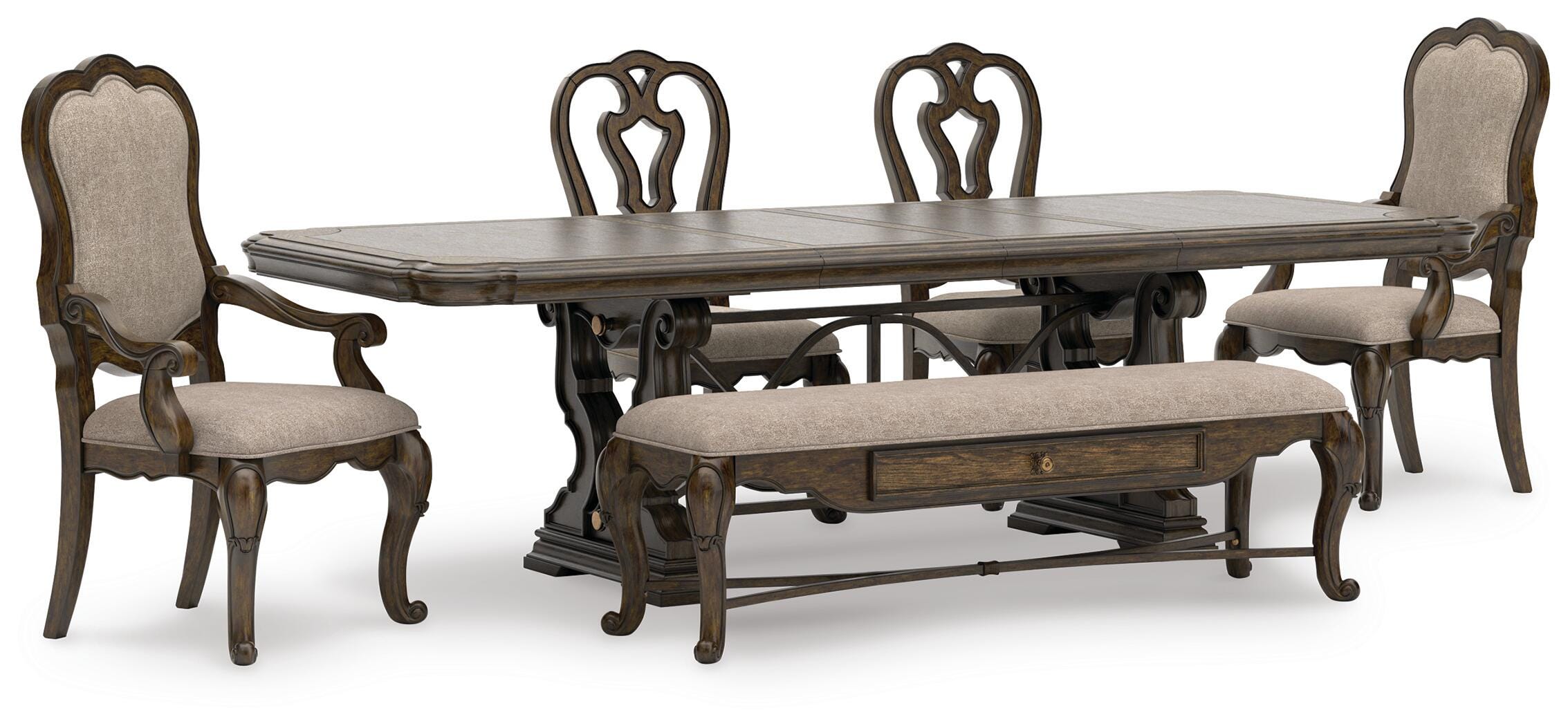 Maylee Extendable Dining Table and 4 Chairs and Bench