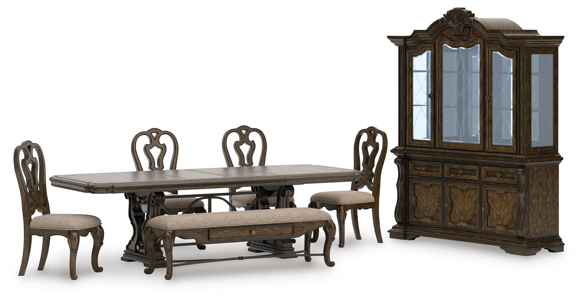 Maylee Extendable Dining Table and 4 Chairs and Bench with Storage