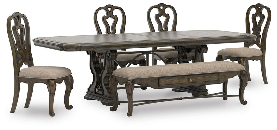 Maylee Extension Dining Table, 4 Chairs and Bench