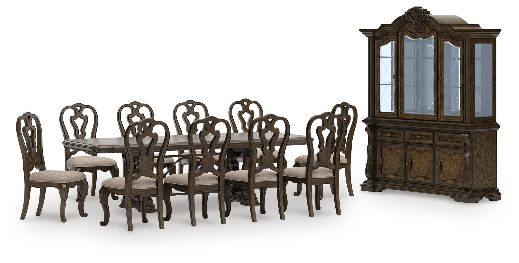 Maylee Extendable Dining Table and 10 Chairs with Storage